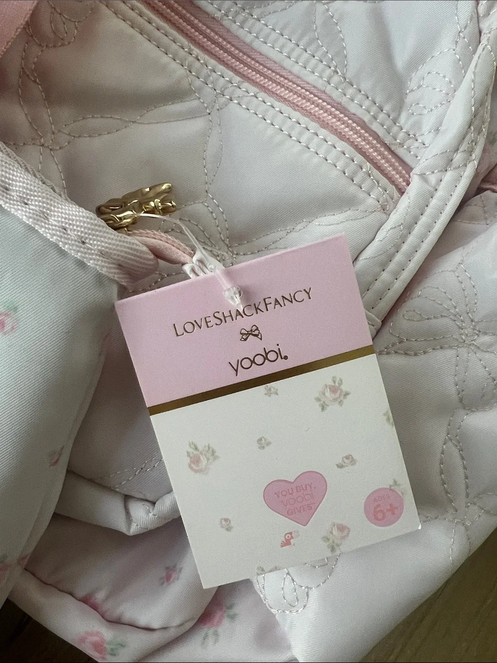 LoveShackFancy Target Yoobi Pink Ditsy Floral Quilted Pouch Backpack & Lunchbox